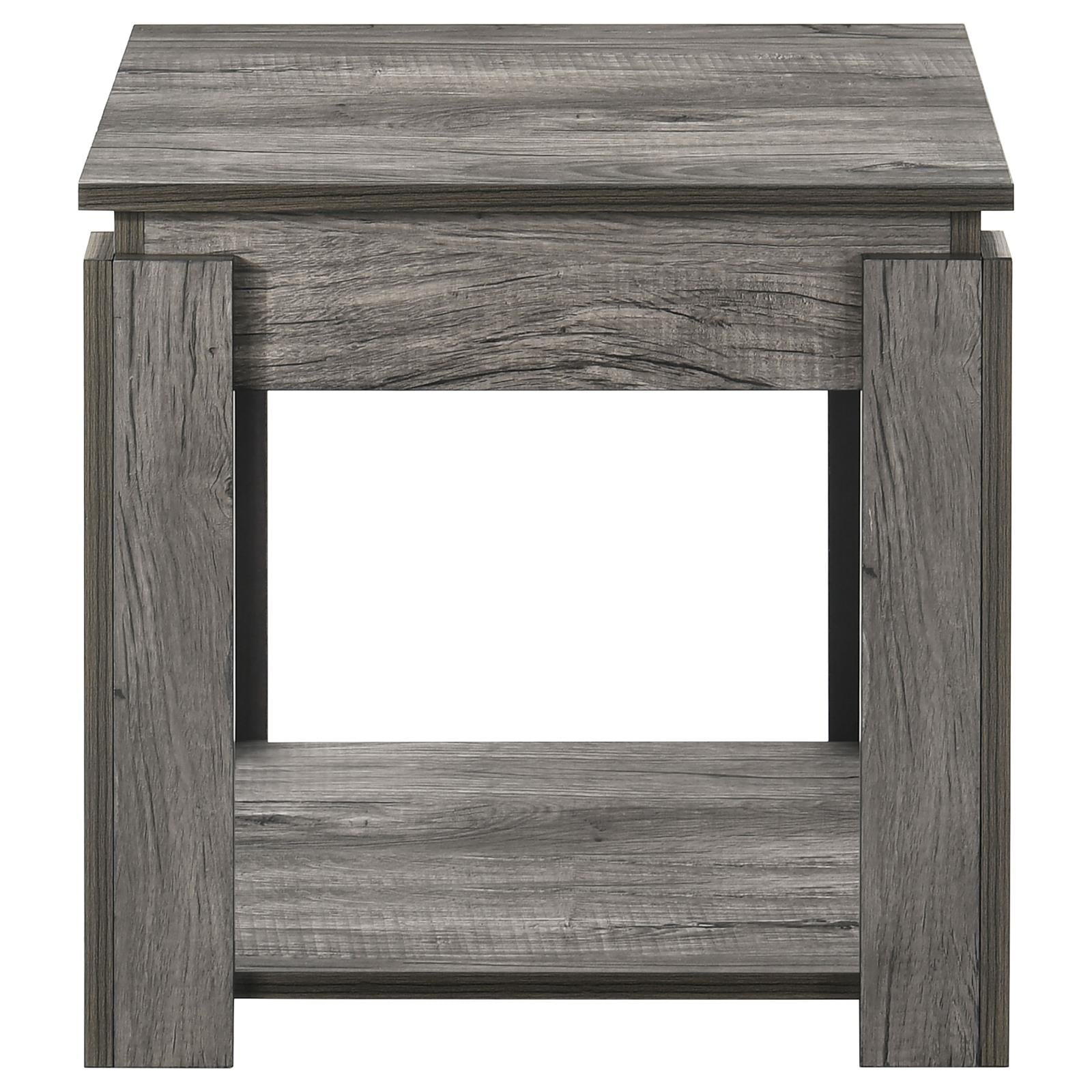 Donal 3-Piece Occasional Set with Open Shelves Weathered Gray - 736145 - Bien Home Furniture &amp; Electronics