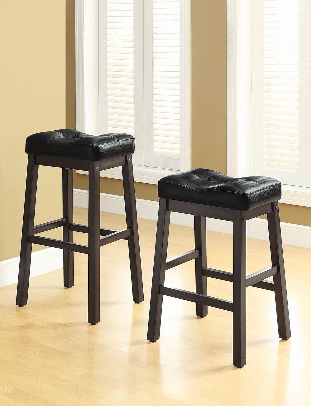 Donald Black/Cappuccino Upholstered Bar Stools, Set of 2 - 120520 - Bien Home Furniture &amp; Electronics