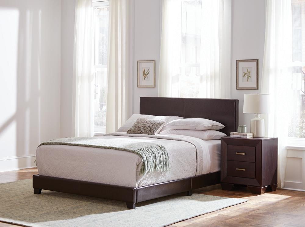 Dorian Upholstered Eastern King Bed Brown - 300762KE - Bien Home Furniture & Electronics