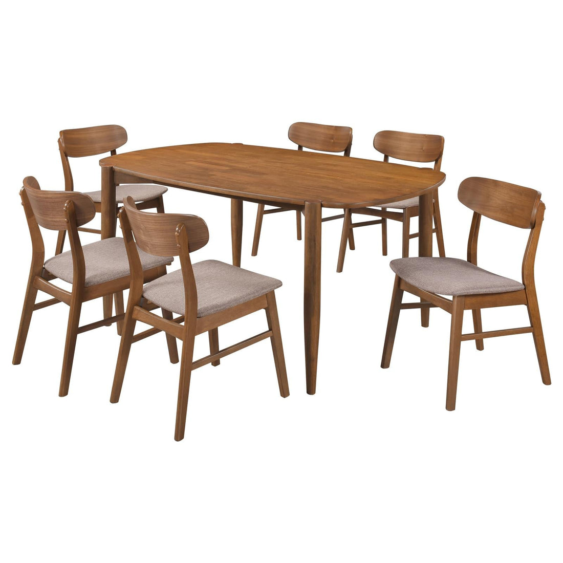 Dortch 7-piece Oval Solid Wood Dining Set Walnut - 108461-S7 - Bien Home Furniture & Electronics