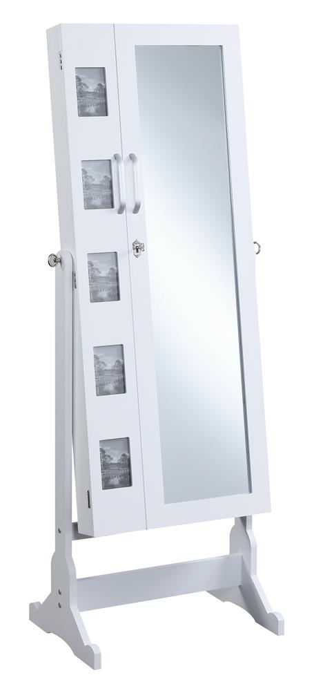 Doyle White Jewelry Cheval Mirror with Picture Frames - 904031 - Bien Home Furniture & Electronics