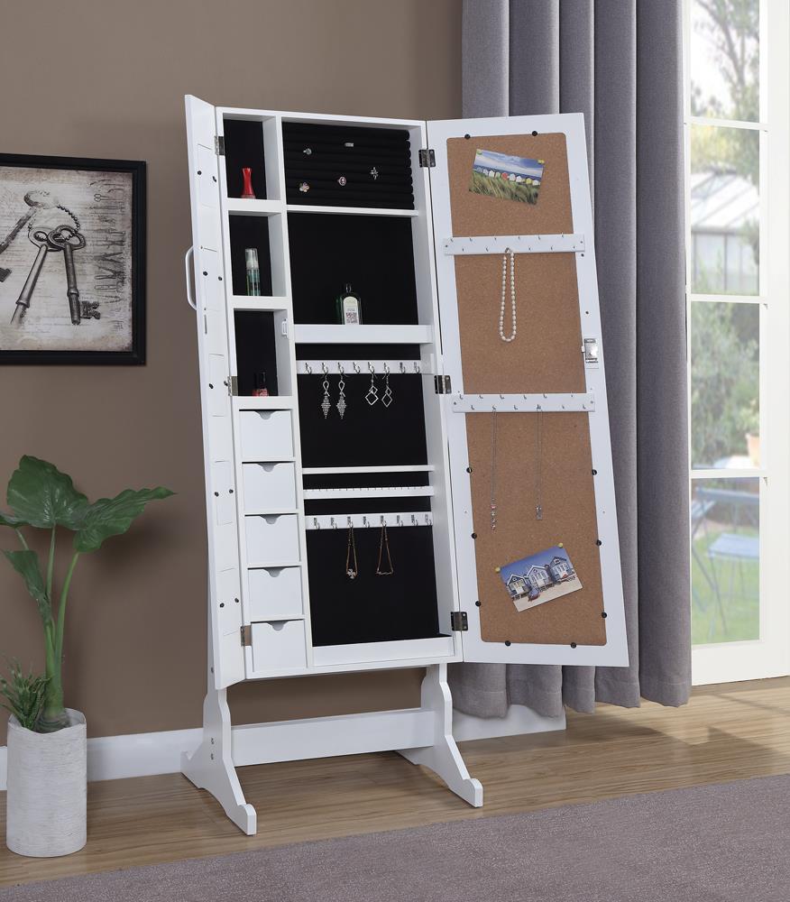 Doyle White Jewelry Cheval Mirror with Picture Frames - 904031 - Bien Home Furniture & Electronics