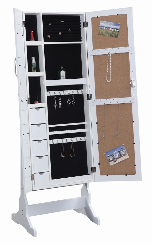 Doyle White Jewelry Cheval Mirror with Picture Frames - 904031 - Bien Home Furniture & Electronics
