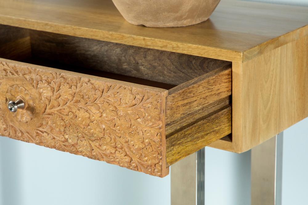 Draco Natural Console Table with Hand Carved Drawers - 953512 - Bien Home Furniture & Electronics