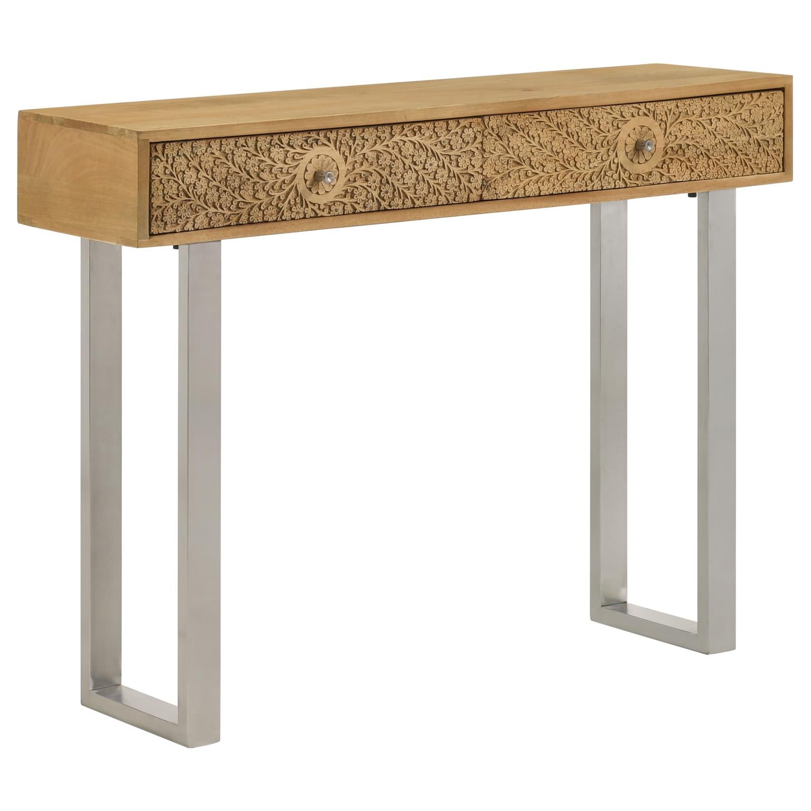 Draco Natural Console Table with Hand Carved Drawers - 953512 - Bien Home Furniture &amp; Electronics