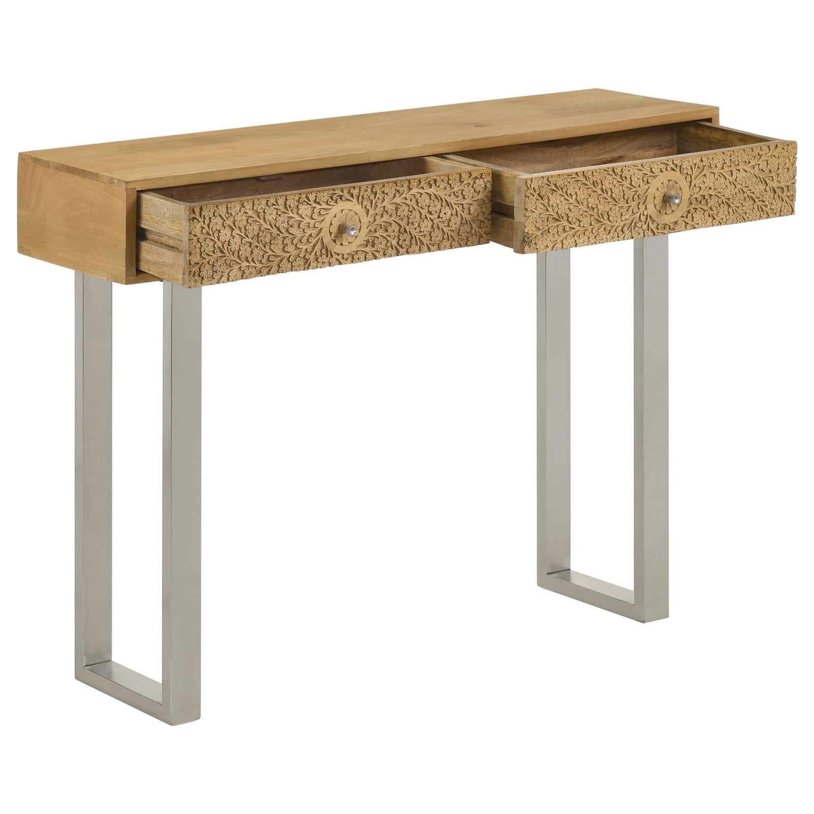 Draco Natural Console Table with Hand Carved Drawers - 953512 - Bien Home Furniture &amp; Electronics