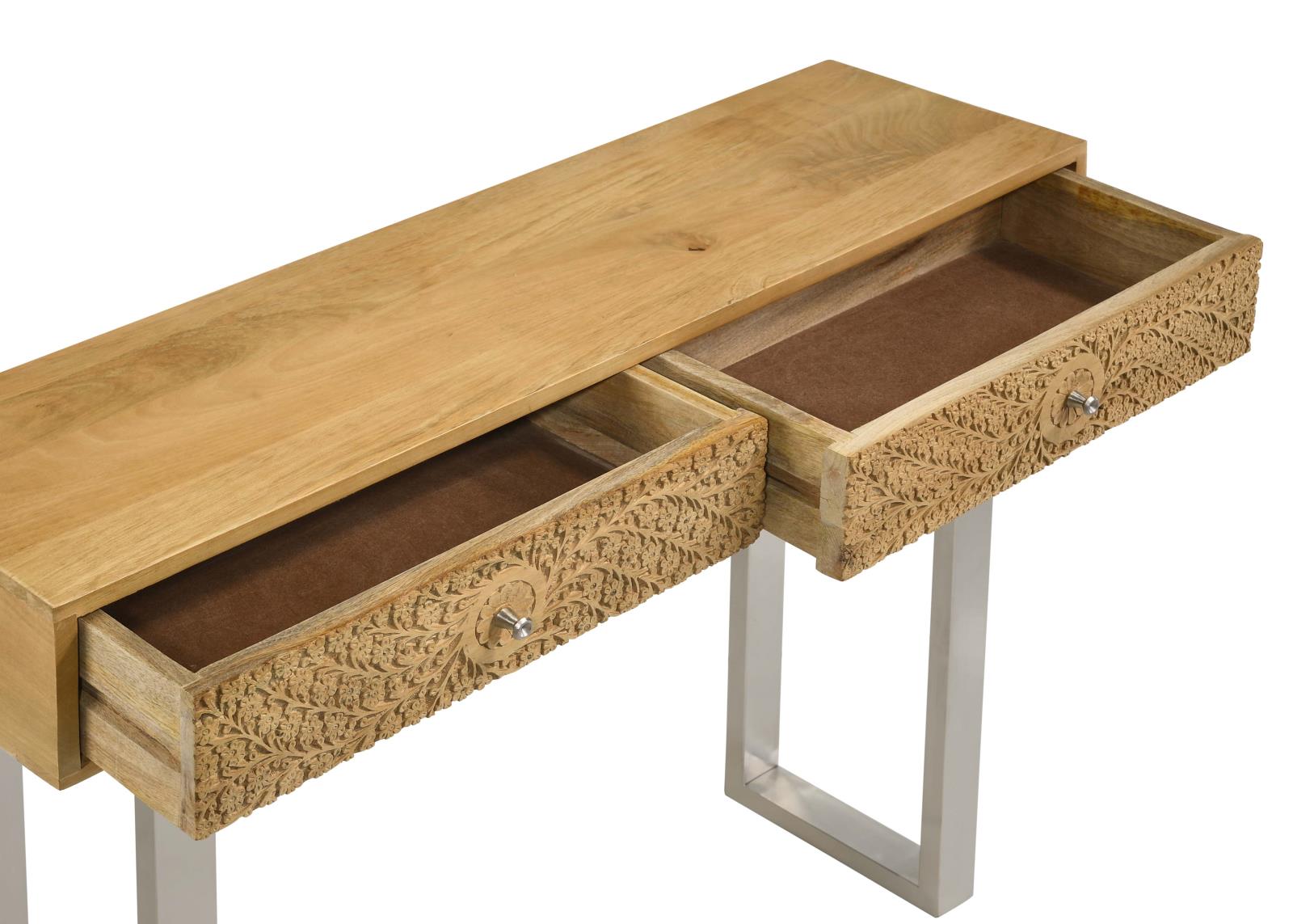 Draco Natural Console Table with Hand Carved Drawers - 953512 - Bien Home Furniture & Electronics