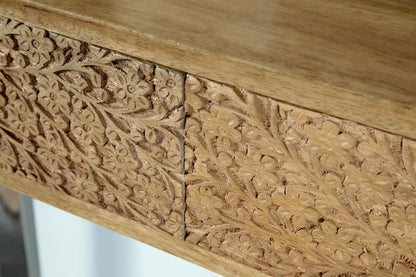 Draco Natural Console Table with Hand Carved Drawers - 953512 - Bien Home Furniture &amp; Electronics
