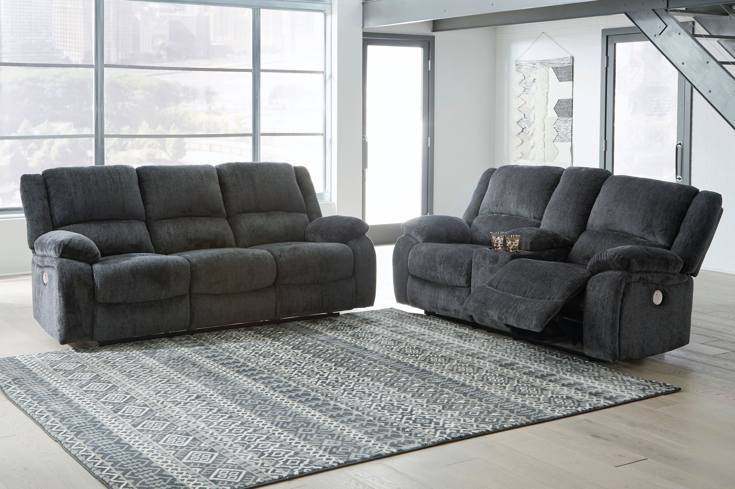 Draycoll Slate Power Reclining Living Room Set - SET | 7650487 | 7650496 - Bien Home Furniture & Electronics