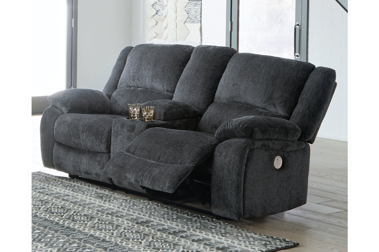 Draycoll Slate Power Reclining Loveseat with Console - 7650496 - Bien Home Furniture & Electronics