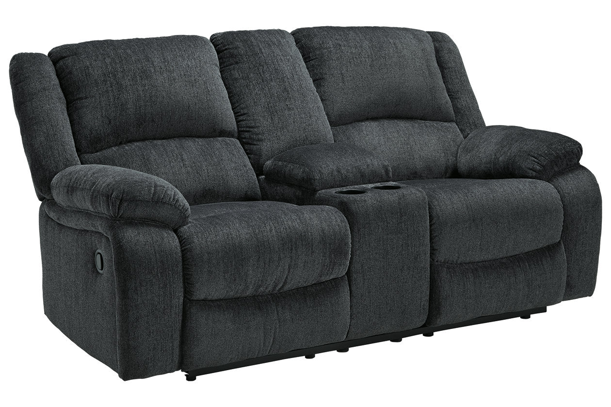 Draycoll Slate Reclining Loveseat with Console - 7650494 - Bien Home Furniture & Electronics