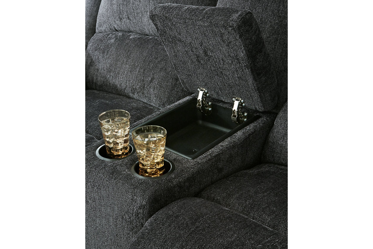 Draycoll Slate Reclining Loveseat with Console - 7650494 - Bien Home Furniture & Electronics