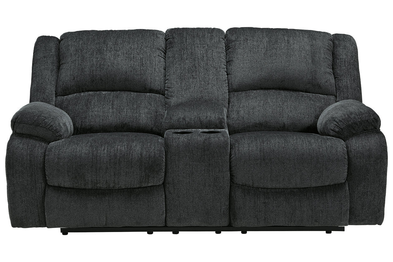 Draycoll Slate Reclining Loveseat with Console - 7650494 - Bien Home Furniture & Electronics