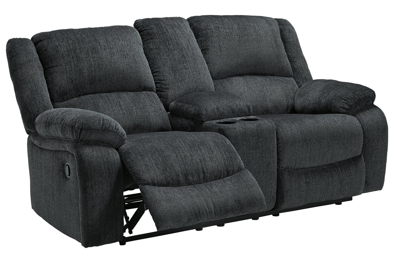 Draycoll Slate Reclining Loveseat with Console - 7650494 - Bien Home Furniture & Electronics