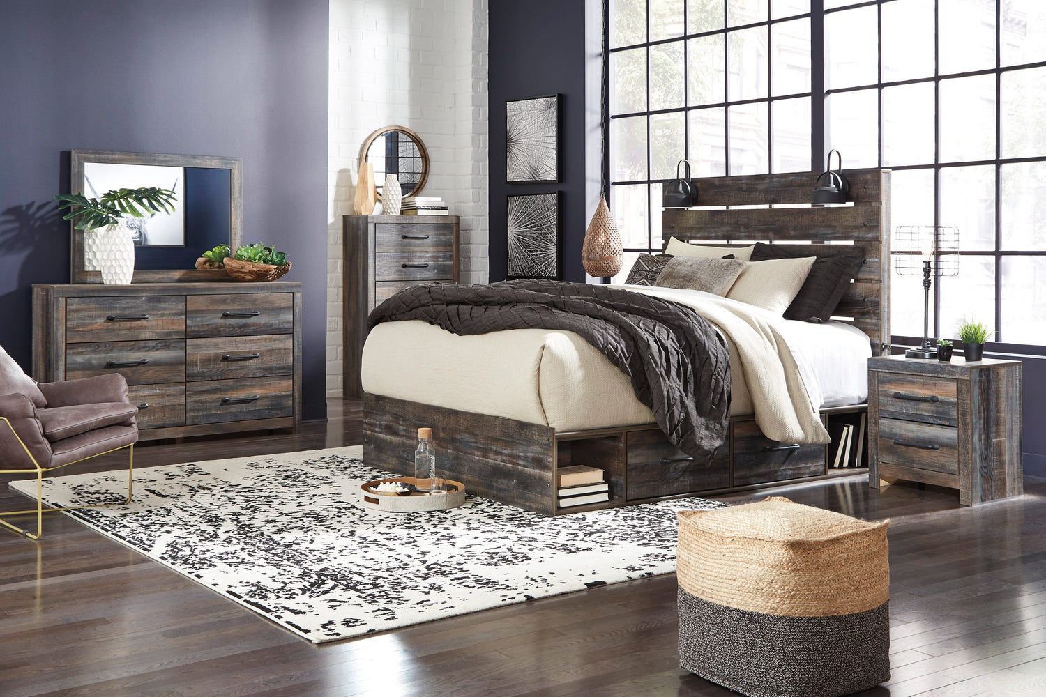 Drystan Multi Double Side Storage Platform Bedroom Set - SET | B211-54 | B211-57 | B211-60(2) | B211-31 | B211-36 | B100-13 - Bien Home Furniture & Electronics