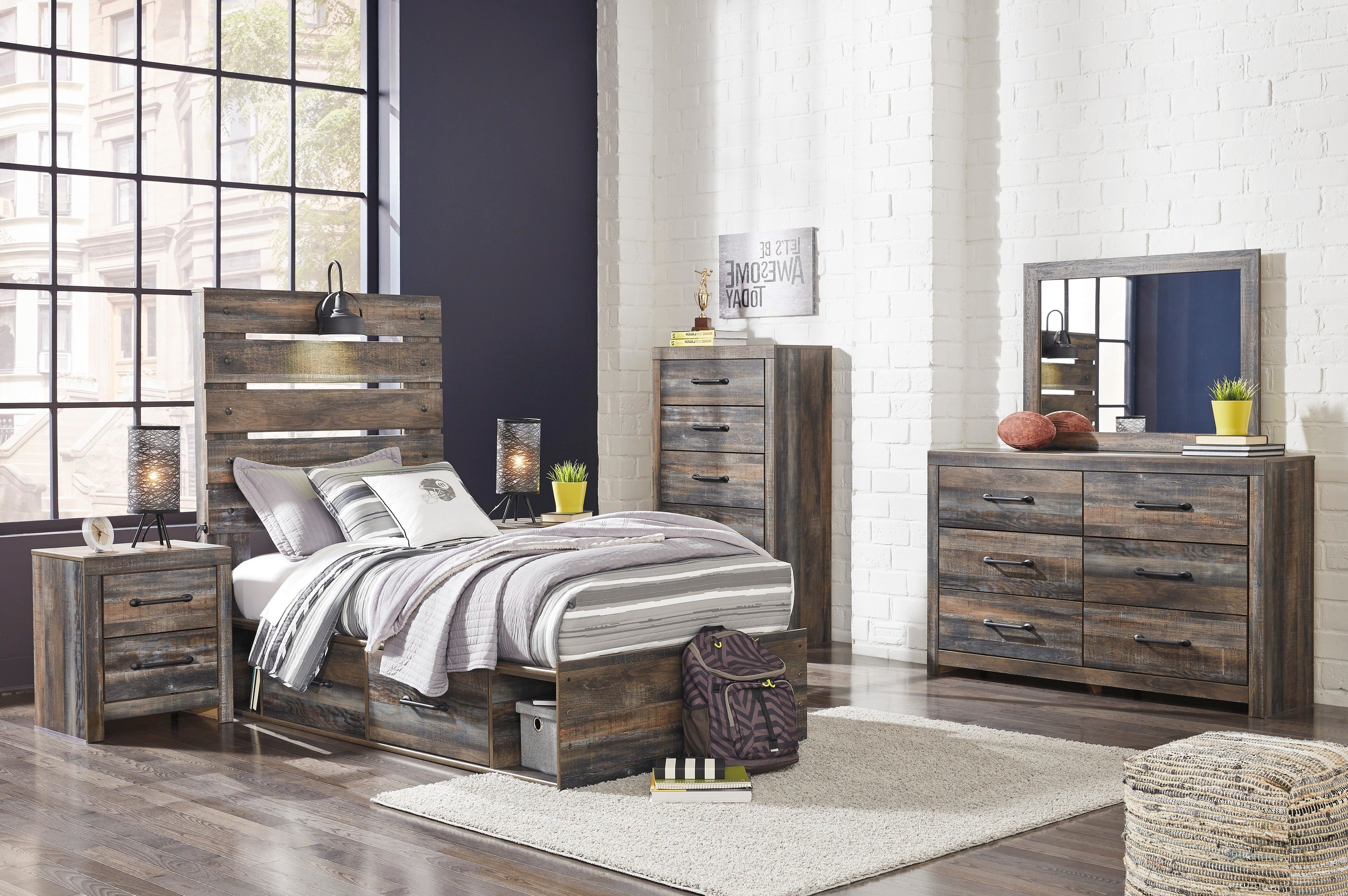 Drystan Multi Double Side Storage Platform Youth Bedroom Set - SET | B211-84 | B211-87 | B211-50(2) | B211-31 | B211-36 | B211-92 | B211-46 | B100-12 - Bien Home Furniture & Electronics