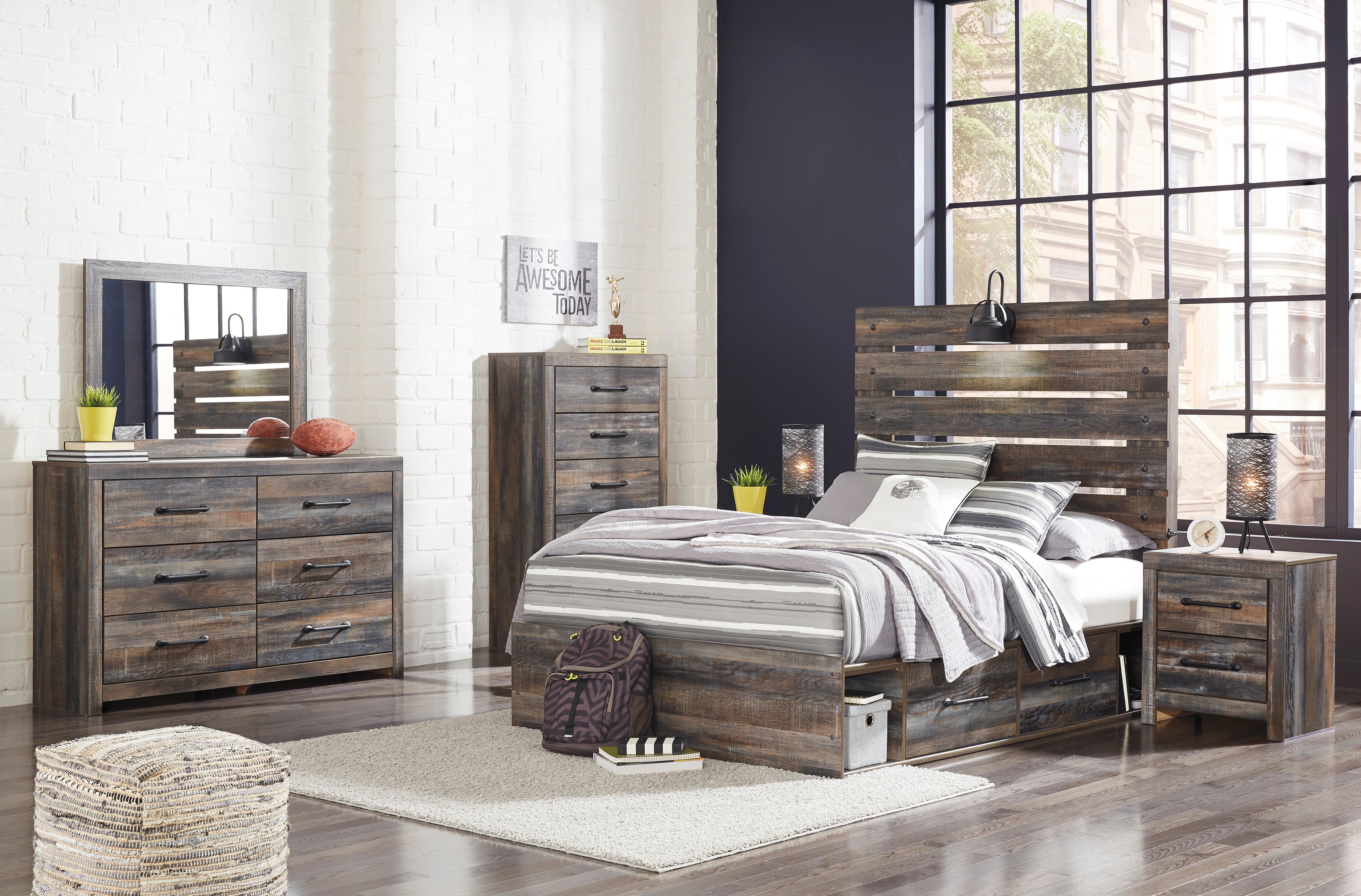 Drystan Multi Double Side Storage Platform Youth Bedroom Set - SET | B211-84 | B211-87 | B211-50(2) | B211-31 | B211-36 | B211-92 | B211-46 | B100-12 - Bien Home Furniture & Electronics