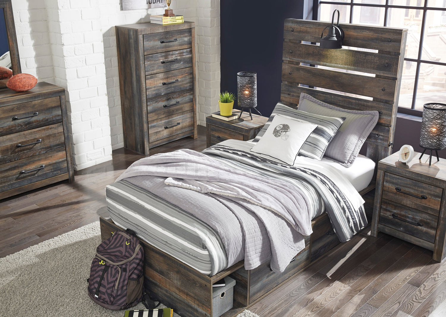 Drystan Multi Double Side Storage Platform Youth Bedroom Set - SET | B211-84 | B211-87 | B211-50(2) | B211-31 | B211-36 | B211-92 | B211-46 | B100-12 - Bien Home Furniture & Electronics