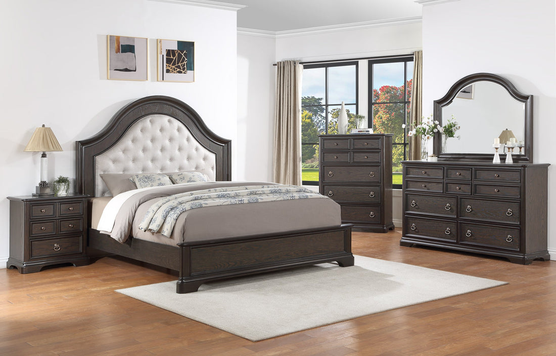 Duke Grayish Brown Queen Upholstered Panel Bed - SET | B1620-Q-HB | B1620-Q-FB | B1620-KQ-RAIL - Bien Home Furniture &amp; Electronics
