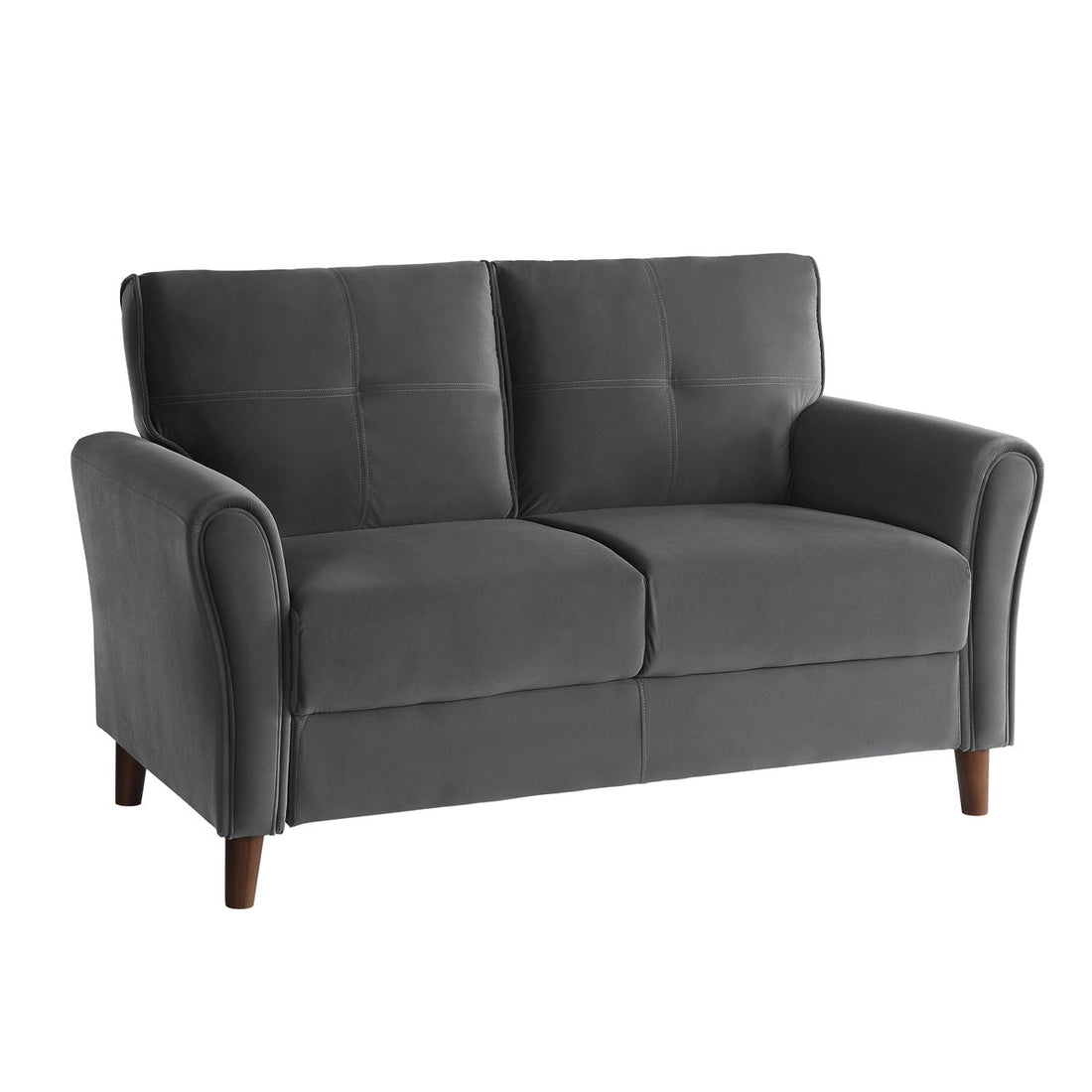 Dunleith Charcoal Gray Velvet Loveseat - 9348GRY-2 - Bien Home Furniture &amp; Electronics