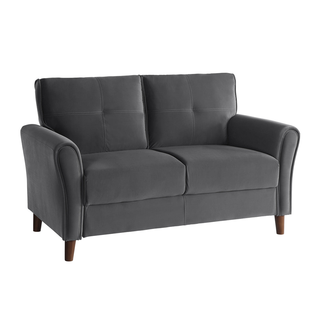 Dunleith Charcoal Gray Velvet Loveseat - 9348GRY-2 - Bien Home Furniture & Electronics