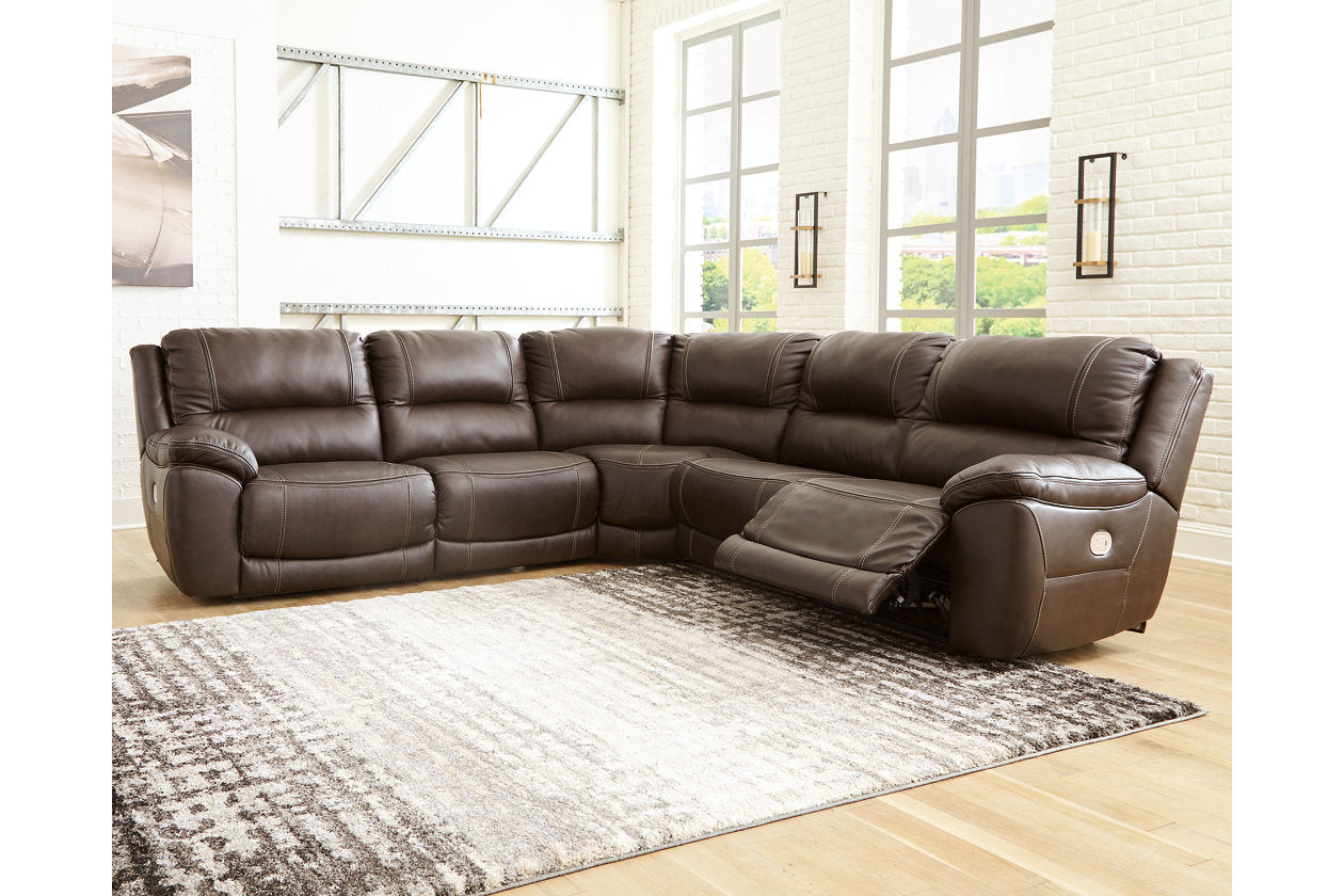 Dunleith Chocolate 5-Piece Power Reclining Sectional - SET | U7160446(2) | U7160458 | U7160462 | U7160477 - Bien Home Furniture & Electronics