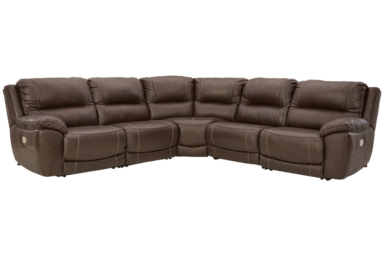 Dunleith Chocolate 5-Piece Power Reclining Sectional - SET | U7160446(2) | U7160458 | U7160462 | U7160477 - Bien Home Furniture & Electronics