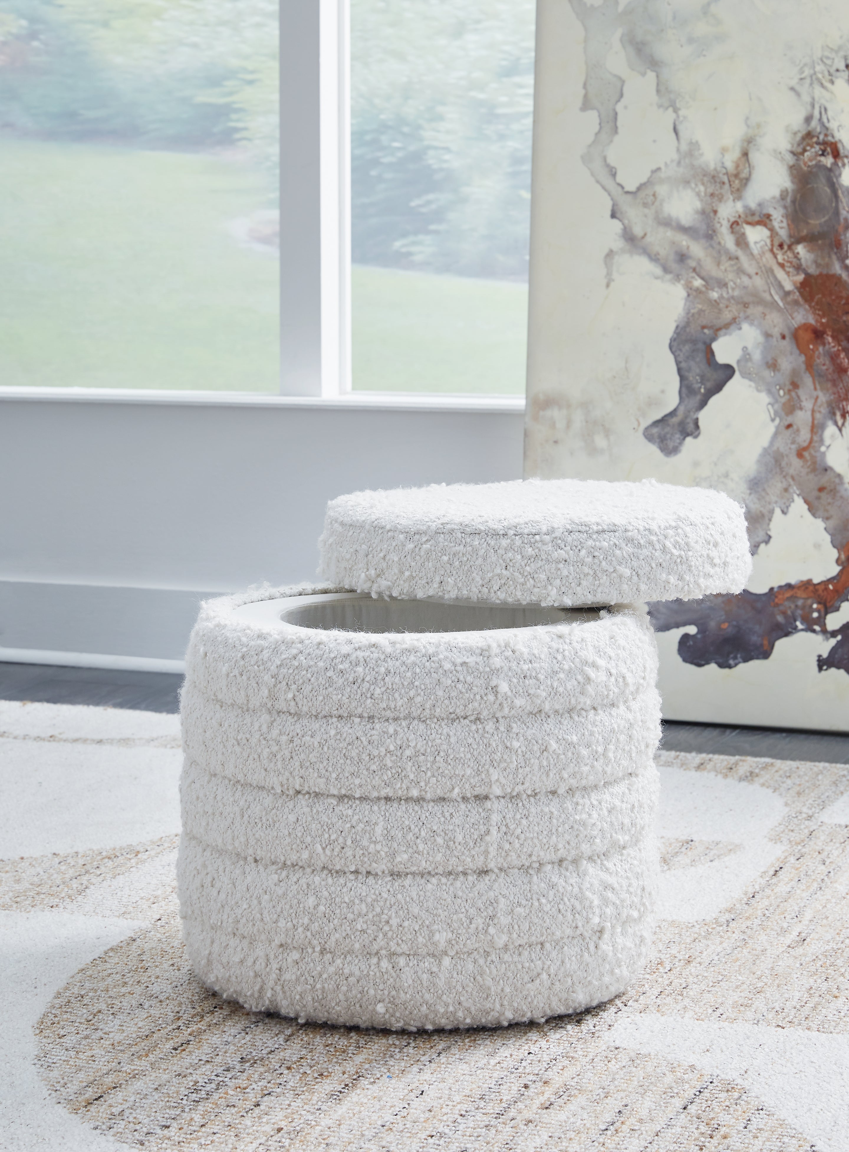 Duntler Ivory Storage Ottoman - A3000678 - Bien Home Furniture & Electronics