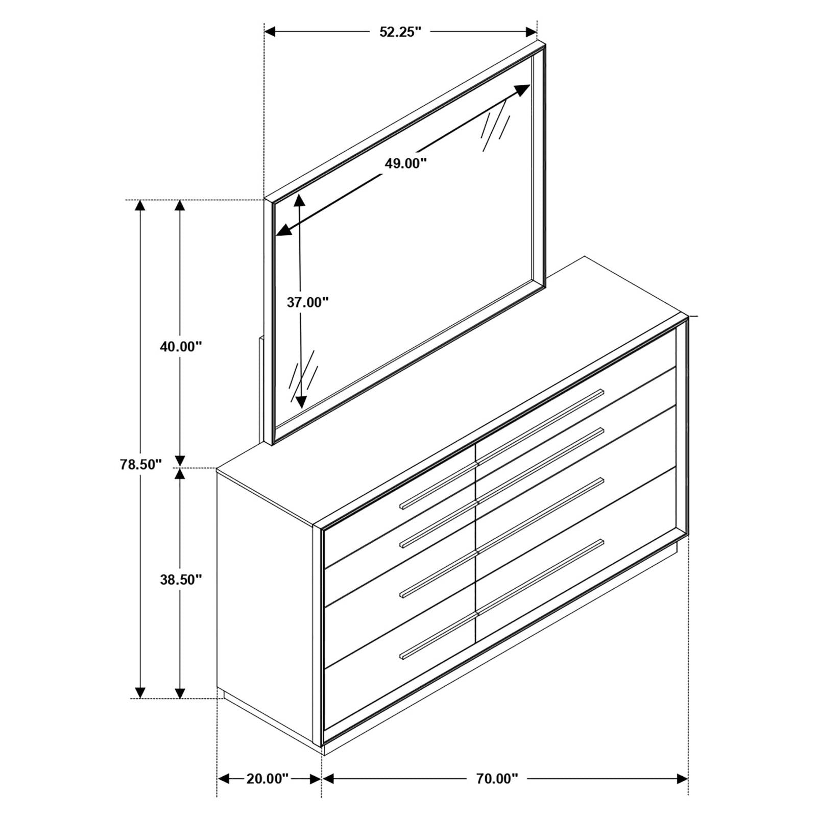 Durango 8-drawer Dresser with Mirror Smoked Peppercorn - 223263M - Bien Home Furniture & Electronics