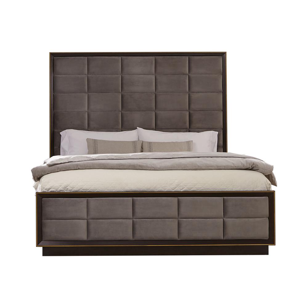 Durango Smoked Peppercorn/Gray Upholstered Panel Bedroom Set - SET | 223261Q | 223262 | 223265 - Bien Home Furniture & Electronics