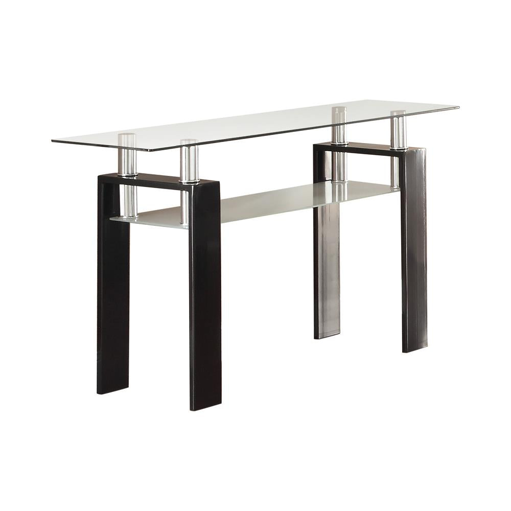 Dyer Tempered Glass Sofa Table with Shelf Black - 702289 - Bien Home Furniture & Electronics