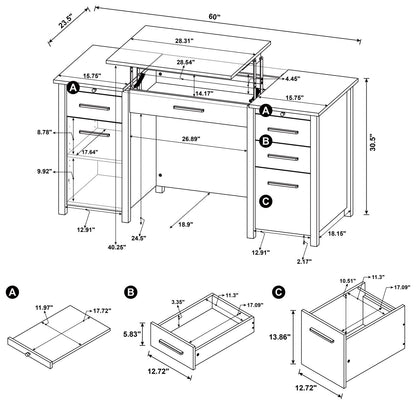 Dylan 4-Drawer Lift Top Office Desk - 801573 - Bien Home Furniture &amp; Electronics