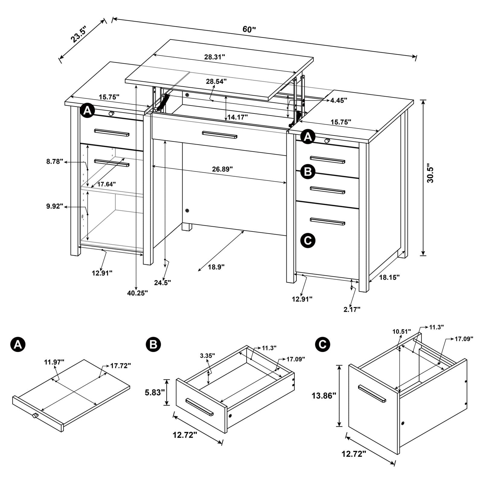 Dylan 4-Drawer Lift Top Office Desk - 801576 - Bien Home Furniture &amp; Electronics