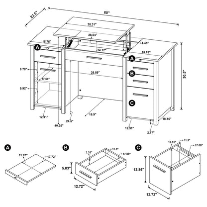 Dylan 4-Drawer Lift Top Office Desk - 801576 - Bien Home Furniture &amp; Electronics