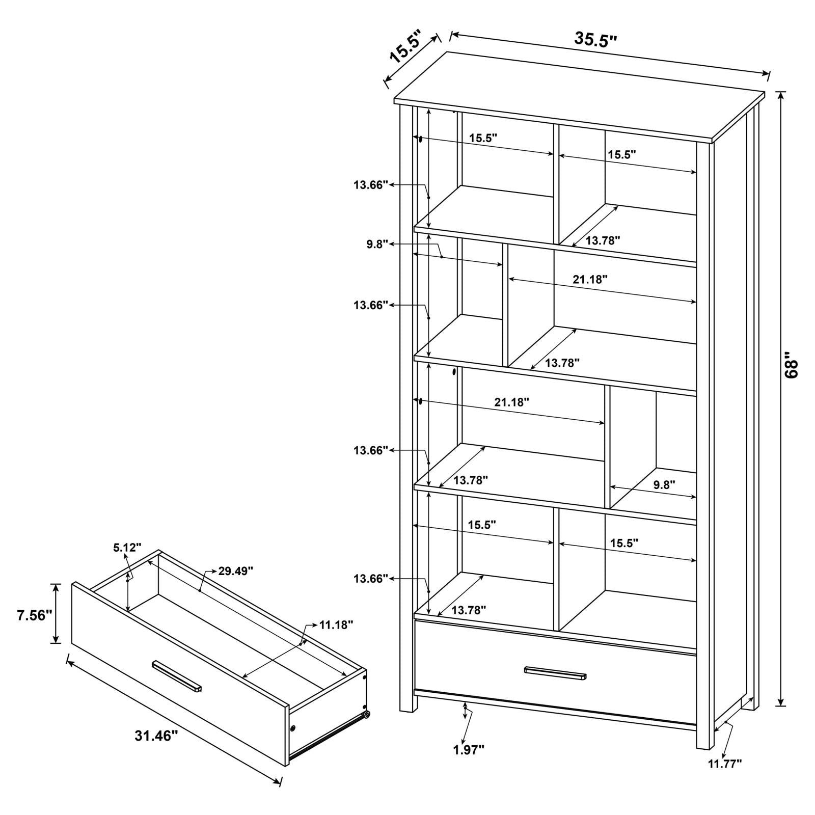 Dylan Rectangular 8-Shelf Bookcase - 801574 - Bien Home Furniture &amp; Electronics