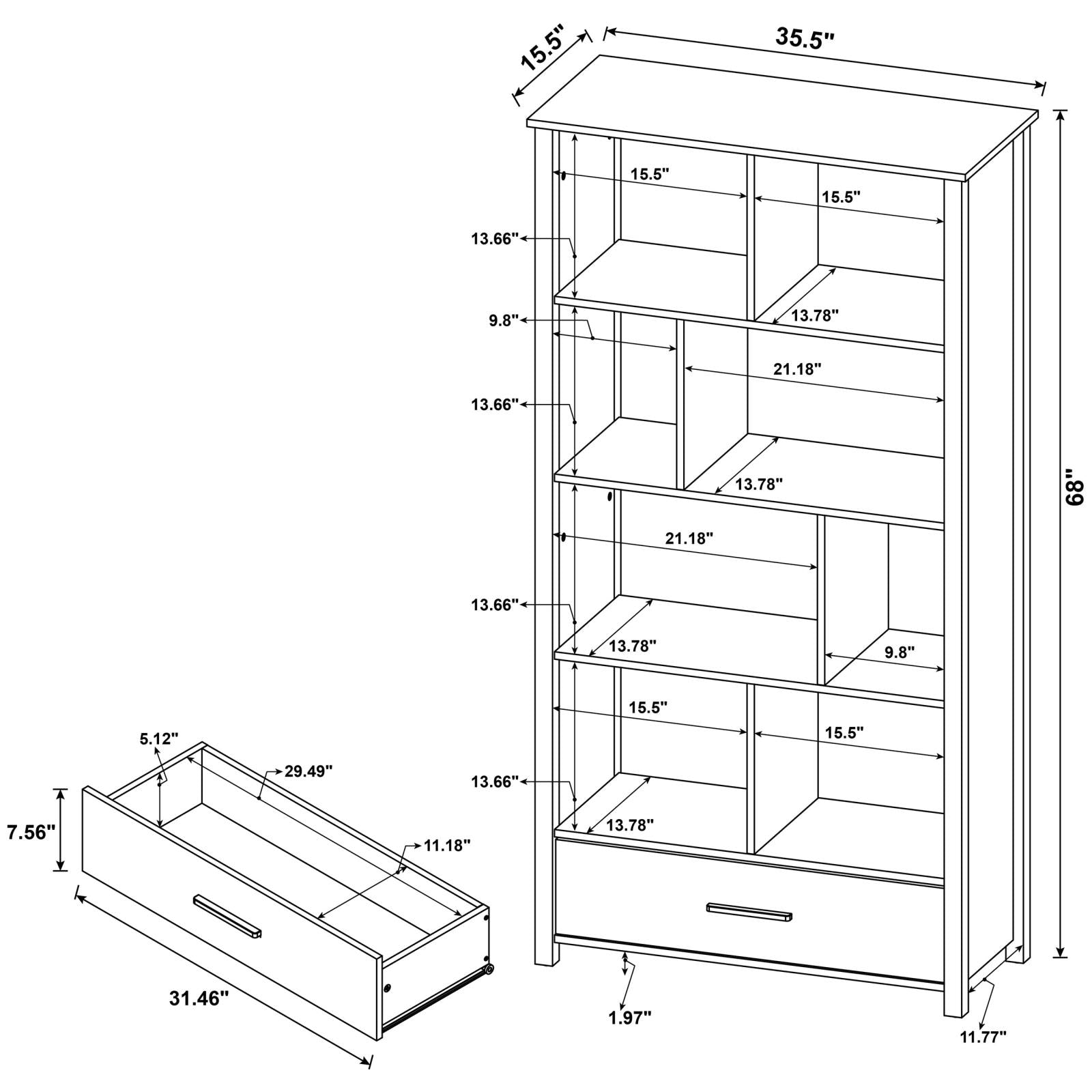 Dylan Rectangular 8-Shelf Bookcase - 801577 - Bien Home Furniture &amp; Electronics