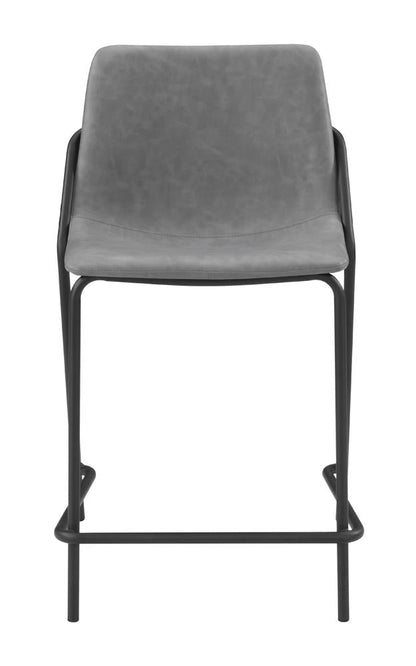 Earnest Gray/Black Solid Back Upholstered Counter Height Stools, Set of 2 - 183452 - Bien Home Furniture &amp; Electronics