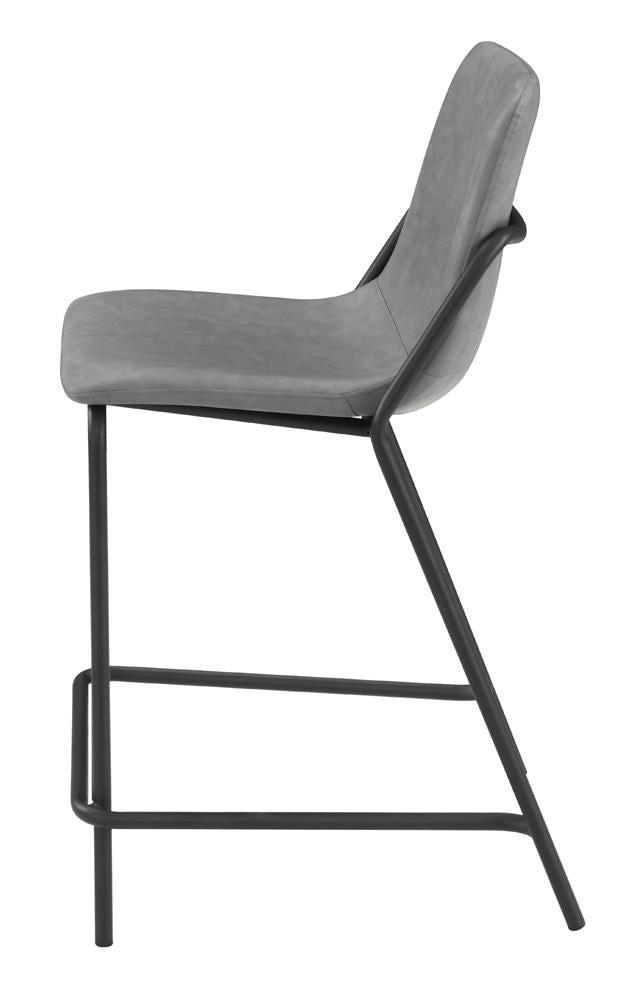 Earnest Gray/Black Solid Back Upholstered Counter Height Stools, Set of 2 - 183452 - Bien Home Furniture &amp; Electronics
