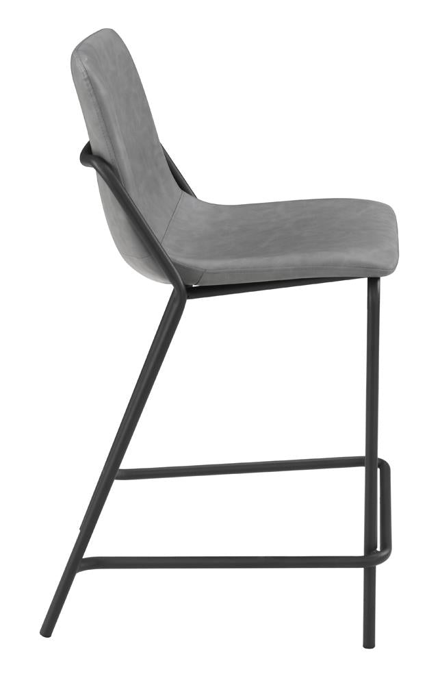 Earnest Gray/Black Solid Back Upholstered Counter Height Stools, Set of 2 - 183452 - Bien Home Furniture & Electronics