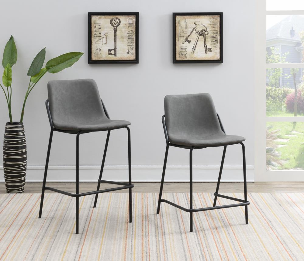 Earnest Gray/Black Solid Back Upholstered Counter Height Stools, Set of 2 - 183452 - Bien Home Furniture & Electronics