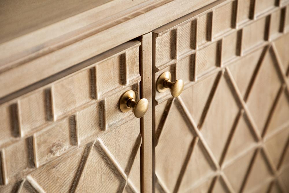 Eberto White Distressed 2-Door Geometric Accent Cabinet - 953408 - Bien Home Furniture &amp; Electronics