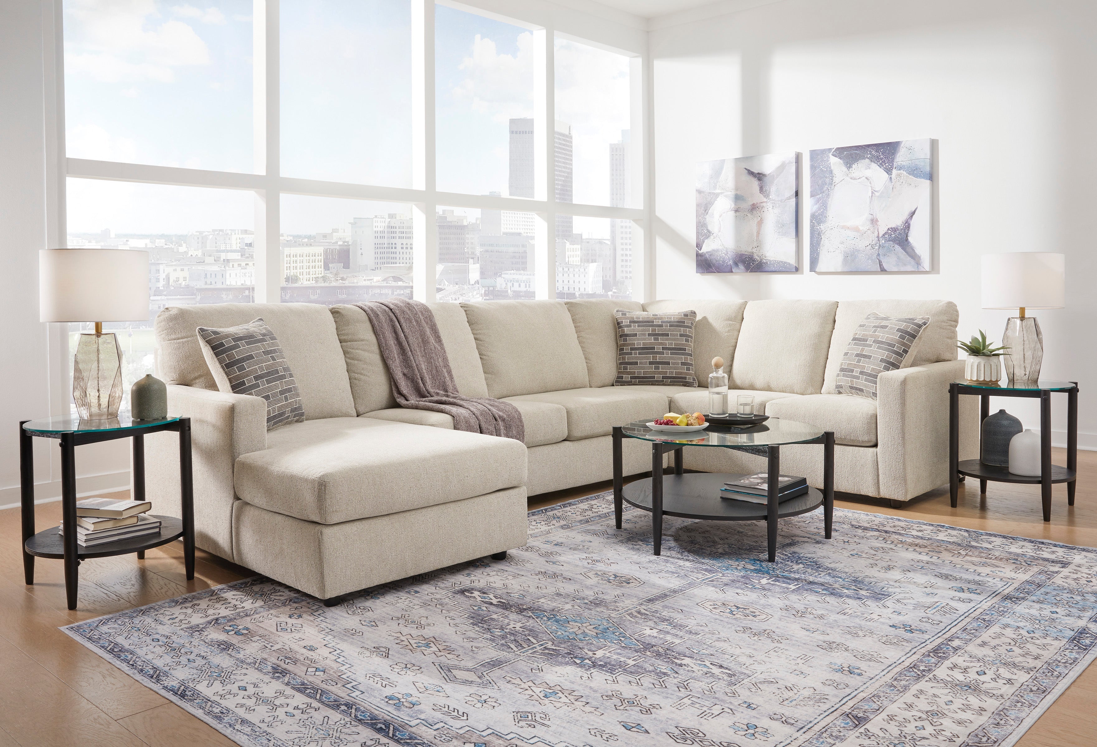 Edenfield Linen LAF Sectional - SET | 2900416 | 2900434 | 2900449 | 2900408 - Bien Home Furniture & Electronics