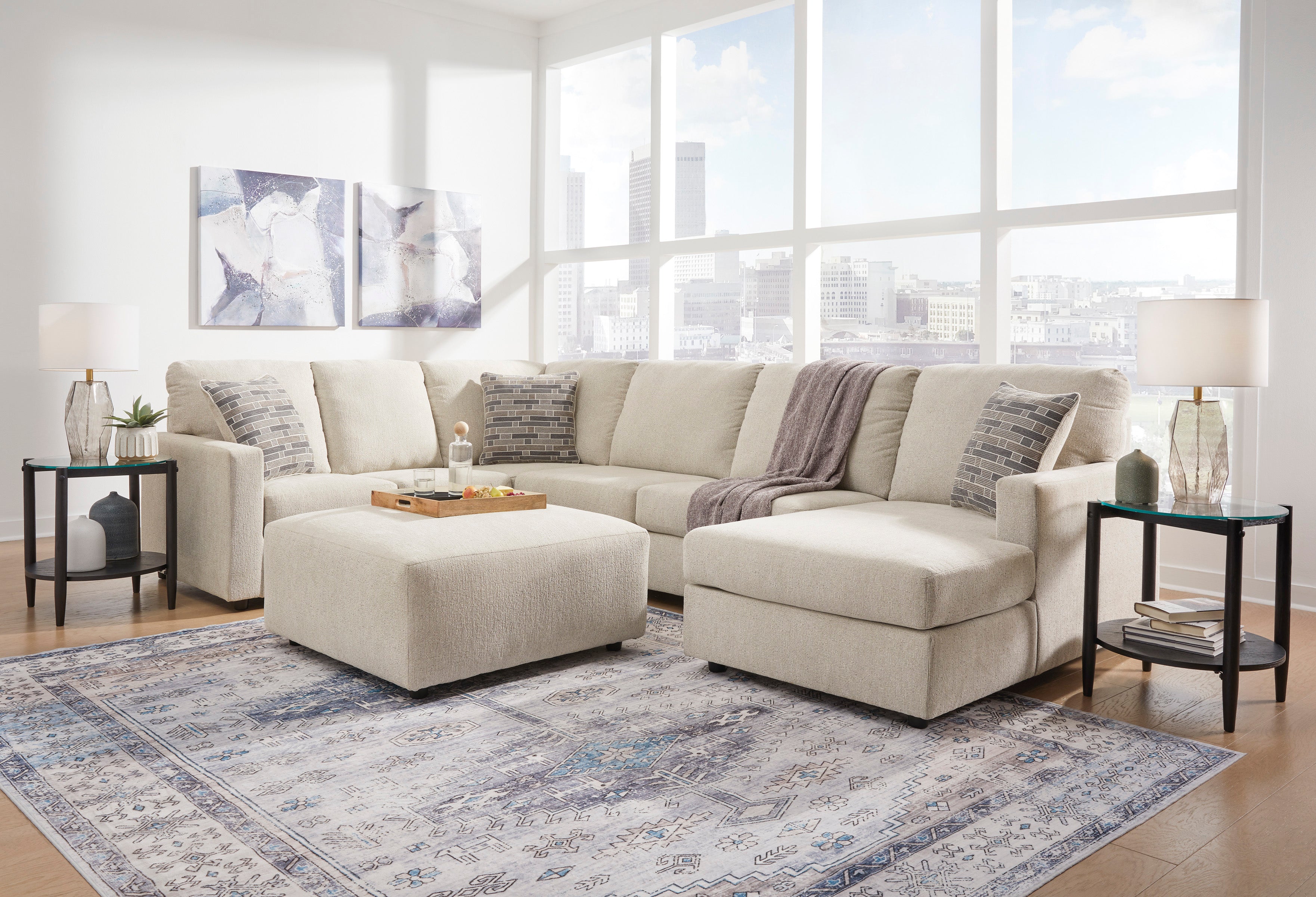 Edenfield Linen RAF Sectional - SET | 2900417 | 2900434 | 2900448 | 2900408 - Bien Home Furniture & Electronics