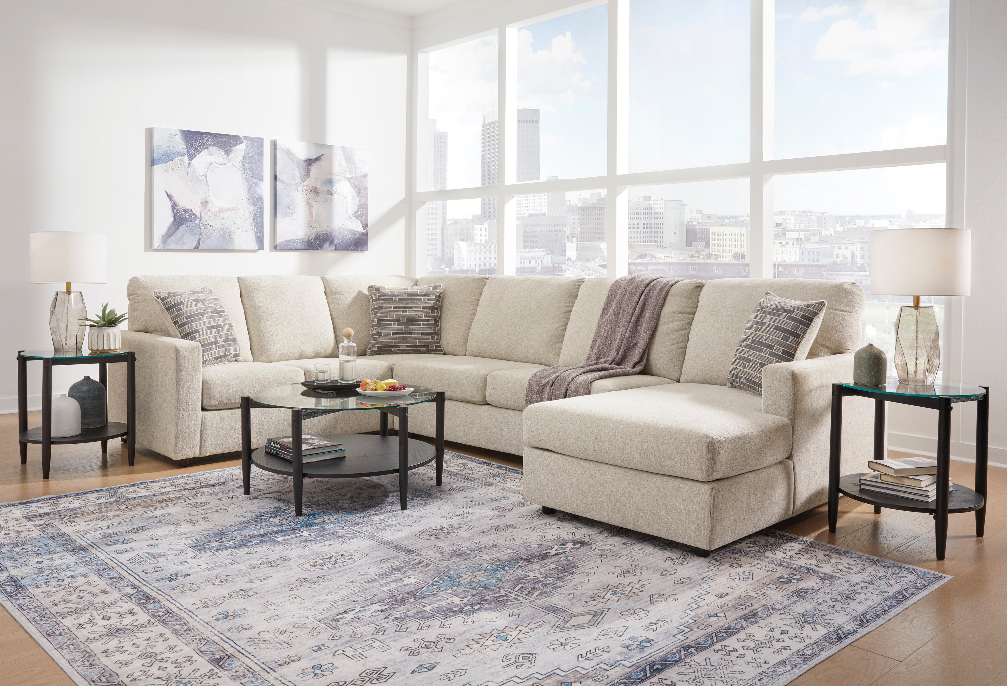 Edenfield Linen RAF Sectional - SET | 2900417 | 2900434 | 2900448 | 2900408 - Bien Home Furniture & Electronics