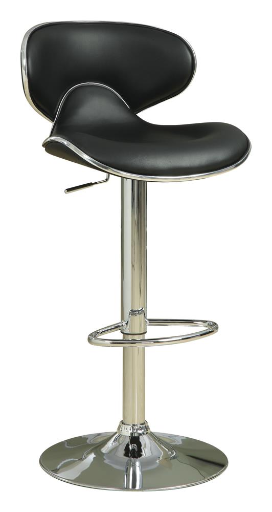 Edenton Black/Chrome Upholstered Adjustable Height Bar Stools, Set of 2 - 120359 - Bien Home Furniture &amp; Electronics