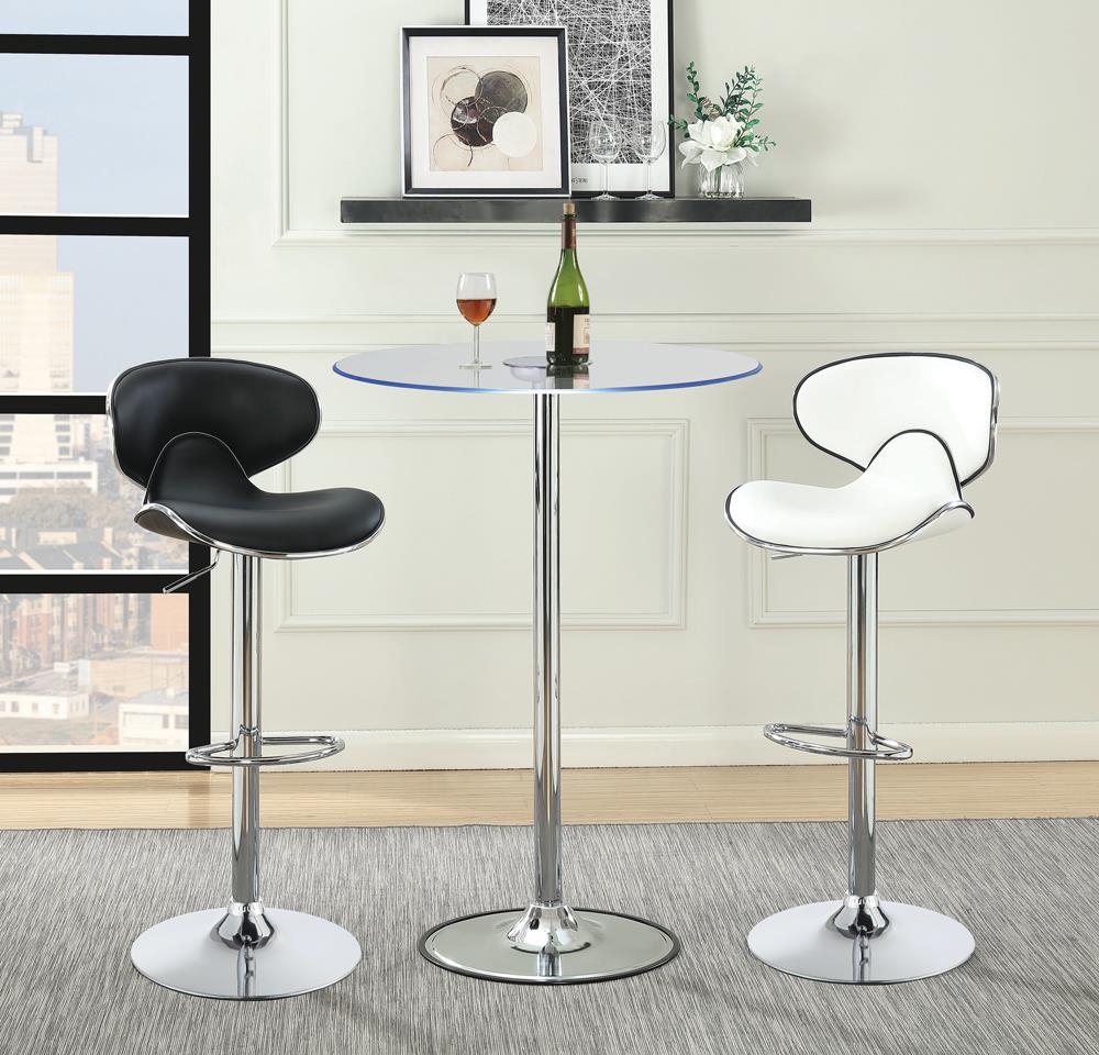 Edenton Black/Chrome Upholstered Adjustable Height Bar Stools, Set of 2 - 120359 - Bien Home Furniture & Electronics