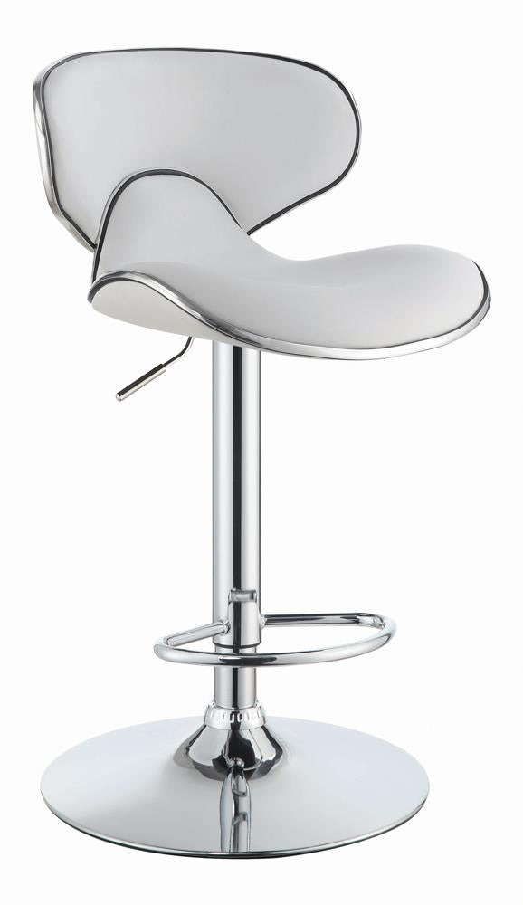 Edenton White/Chrome Upholstered Adjustable Height Bar Stools, Set of 2 - 120389 - Bien Home Furniture &amp; Electronics