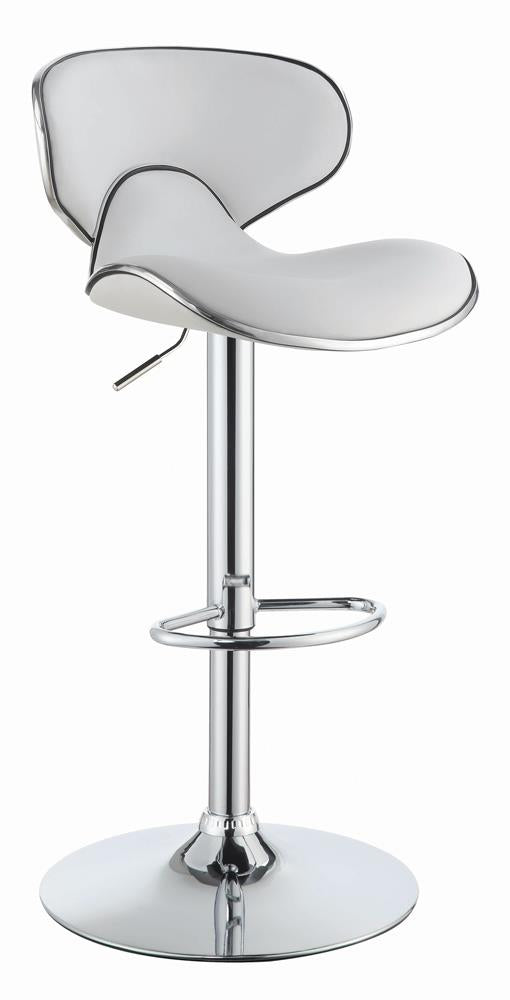Edenton White/Chrome Upholstered Adjustable Height Bar Stools, Set of 2 - 120389 - Bien Home Furniture & Electronics