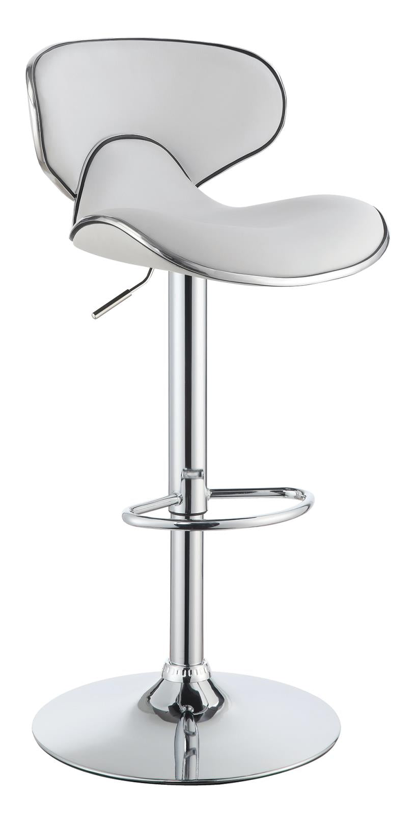 Edenton White/Chrome Upholstered Adjustable Height Bar Stools, Set of 2 - 120389 - Bien Home Furniture & Electronics