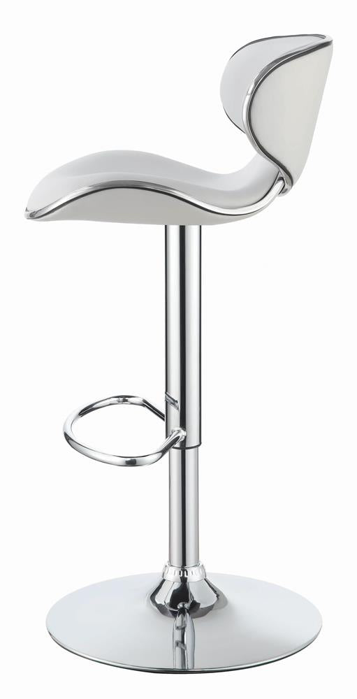 Edenton White/Chrome Upholstered Adjustable Height Bar Stools, Set of 2 - 120389 - Bien Home Furniture & Electronics